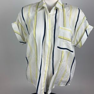 Valija Button Shirt with Yellow and Blue Lines